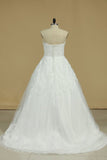 2024 Tulle Sweetheart Wedding Dresses A Line With Applique P79N8NBR