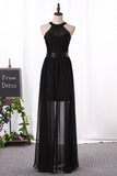 2024 Bridesmaid Dresses A Line Scoop Chiffon With Ruffles P57HX2K5