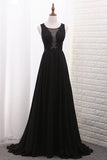 2024 New Arrival Scoop A Line Prom Dresses With Applique And P3RRJXLJ