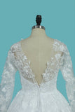 2024 Luxurious A Line Lace Scoop Long Sleeves Wedding Dresses With Pearls PAEGPP8G