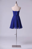 2024 A Line Homecoming Dresses Dark Royal Blue Chiffon Mini With PRM2YL9E