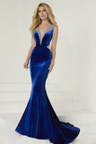 2024 Sexy Open Back Velvet Evening Dresses V Neck P2X7FA3K