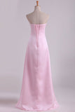 2024 Strapless Bridesmaid Dresses A Line With Ruffles PKLLDTTP