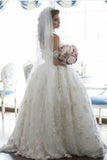 2024 Off The Shoulder Wedding Dresses A Line Tulle With Applique Floor PHKJN9GB