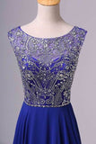 2024 Hot Selling Prom Dresses Dark Royal Blue A-Line Scoop Floor-Length P91SC5J1