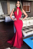 2024 Hot High Neck Prom Dresses Mermaid With Applique Spandex PBBM2HA8