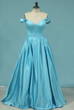 2024 New Arrival Off The Shoulder Prom Dresses A Line Satin PZ3B16RP