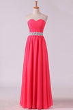 2024 New Arrival Prom Dresses Sweetheart Ruched Bodice With Beading P15M8ANL