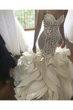 Mermaid Wedding Dresses Tulle With Applique And Ruffles Cathedral STIP8QYNDRM