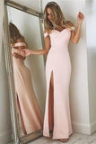 Off The Shoulder Pink Long Prom Dresses Evening Dresses PYJ9J63B