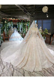 Ball Gown Wedding Dresses Long Sleeves Sweetheart Top Quality Appliques PD9J52PK