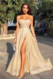 Queen Sweetheart One Shoulder Off the Shoulder Sequins Prom Dresses STI15314