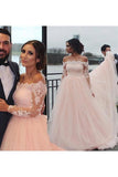 Off The Shoulder Long Sleeves A-Line Wedding Dresses Tulle Bridal STIP2K63XZ9