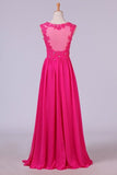 2024 V-Neck A-Line/Princess Prom Dress With Beads & Applique Tulle PB27RGGE