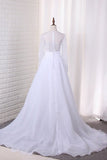 2024 Scoop Long Sleeves Wedding Dresses Tulle & Organza With Applique PGNQDBY7