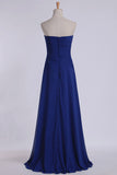 2024 Classic Prom Dresses Strapless A Line Chiffon Floor Length With Ruffles And PYXZFGR4