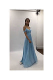 Prom Dresses Off The Shoulder A Line Chiffon Floor Length PQRD6RPT