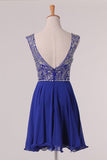 2024 Chiffon Bateau Beaded Bodice Homecoming Dresses A Line Open P45QDQKG