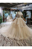 Ball Gown Wedding Dresses One And Half Meter Train Off The Shoulder Top Quality Appliques PLX2J9BH