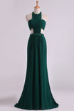 2024 Sexy Open Back Prom Dresses Scoop Chiffon With Ruffles PE5GMDGX