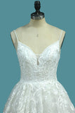 2024 A Line Lace Wedding Dresses Spaghetti Straps With Beads P6YBRS9A