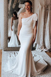 One Shoulder Mermaid Wedding Dress With Chapel P8P6F8CJ