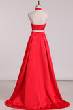 New Arrival Halter A Line Evening Dresses Satin Sweep STIPXRSZSBM