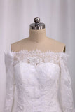 2024 Wedding Dresses A Line Long Sleeves Boat Neck PYD223R5