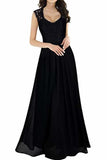 Elegant Sleeveless Round Neck Lace Dress Bridesmaid Party Festive Chiffon PDKF3SLP