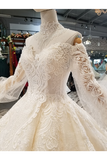 Count Train Princess Wedding Dresses Sweetheart Long Sleeves Ball Gown Wedding STIPJ37M9KE