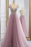 2024 Fantastic Beaded Bodice Prom Dresses A Line Tulle PLA9ALR6