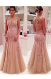 Sexy Mermaid V Neck Champagne Backless Long Prom Dresses