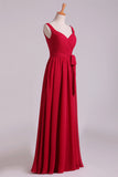 2024 New Arrival Bridesmaid Dresses Straps A-Line Chiffon P795KPKG