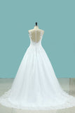 2024 Wedding Dresses A Line Scoop Tulle With Applique PNRZCK8N