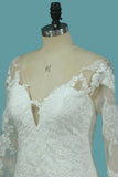 2024 Lace Mermaid V Neck Long Sleeve Wedding Dresses PPL7XFXP