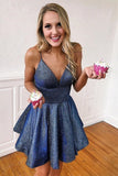 Sparkle Fitted And Flare Blue Homecoming Dress PB72P6MC