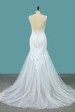 2024 Spaghetti Straps Tulle Mermaid Wedding Dresses With P3X3XT2K