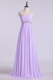 2024 Sweetheart Neckline Ruched Upper Bodice Prom Gown Chiffon PHESSGDL