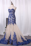 2024 Mermaid Sweetheart Prom Dresses Tulle With Applique P2X7FT9T