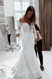 2024 Wedding Dresses Mermaid Scoop Long Sleeves With Applique P3F8YMHZ