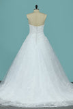 2024 Wedding Dresses A Line Sweetheart Tulle With Applique PH6JTXQD