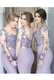 2024 Long Sleeves Bridesmaid Dresses Mermaid Scoop PP43HQJ2