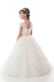 2024 A Line Flower Girl Dresses Scoop Tulle With Handmade Flowers PZGGB58L