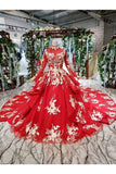 Ball Gown Wedding Dresses High Neck Aline Top Quality Appliques PMA68G9Z