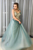 A-Line Spagahetti Straps Sweetheart Beades Long Prom Dresses Evening STIPQTT3PE6