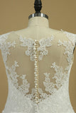 2024 Wedding Dresses A Line V Neck With Applique P31BG4Q4