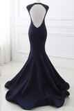 2024 Mermaid V Neck Satin Evening Dresses With Beading P4TGYKGC