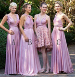 Charming Lilac A-Line V-Neck Floor-Length Convertible Bridesmaid Dresses, Prom Dresses STI15102