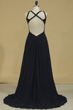 2024 Bridesmaid Dresses Scoop A Line Chiffon With Slit Open PQ6C8E8T