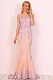 2024 Mermaid Scoop Tulle Prom Dresses With Beads&Appliques P4QJHYNT